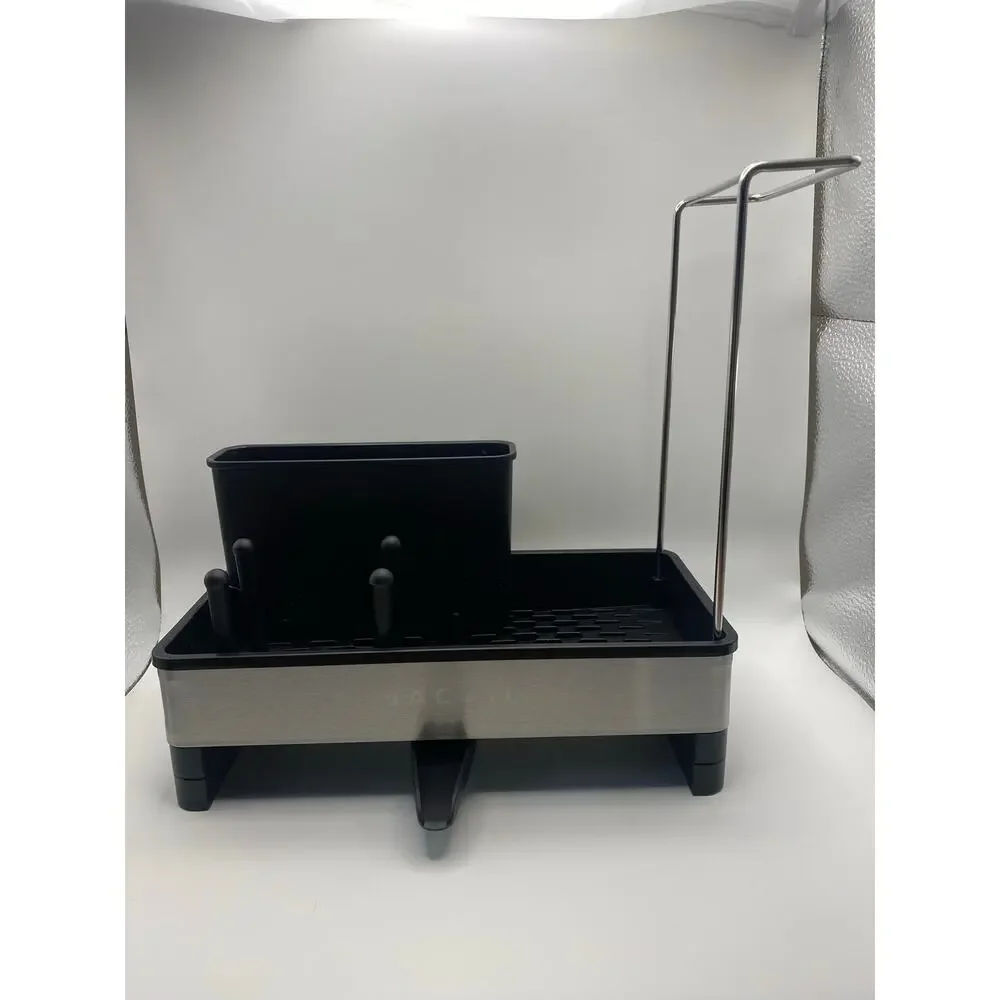 Kitchen Sink Caddy Brush & Sponge Holder, Two Towel Racks Stainless Steel